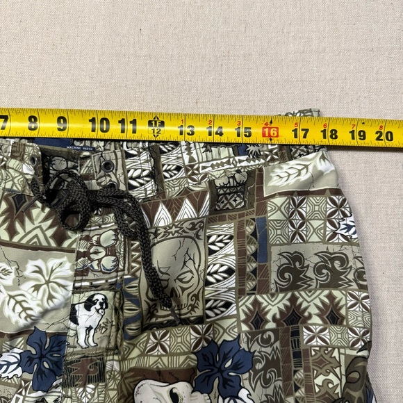 Big Dogs Blue Swim Trunks Mens Large Hawaiian Drawstring Vintage Skulls - Picture 4 of 7